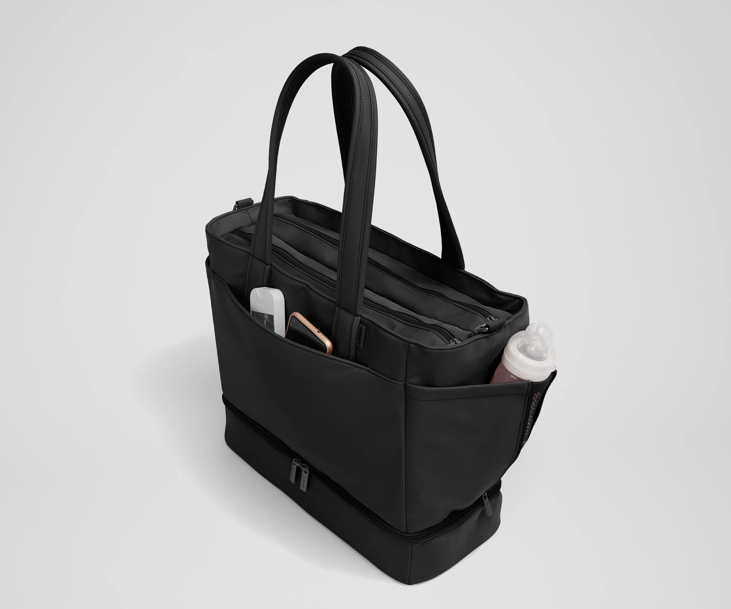 The Double Diaper Tote in Jet Black - Image 3