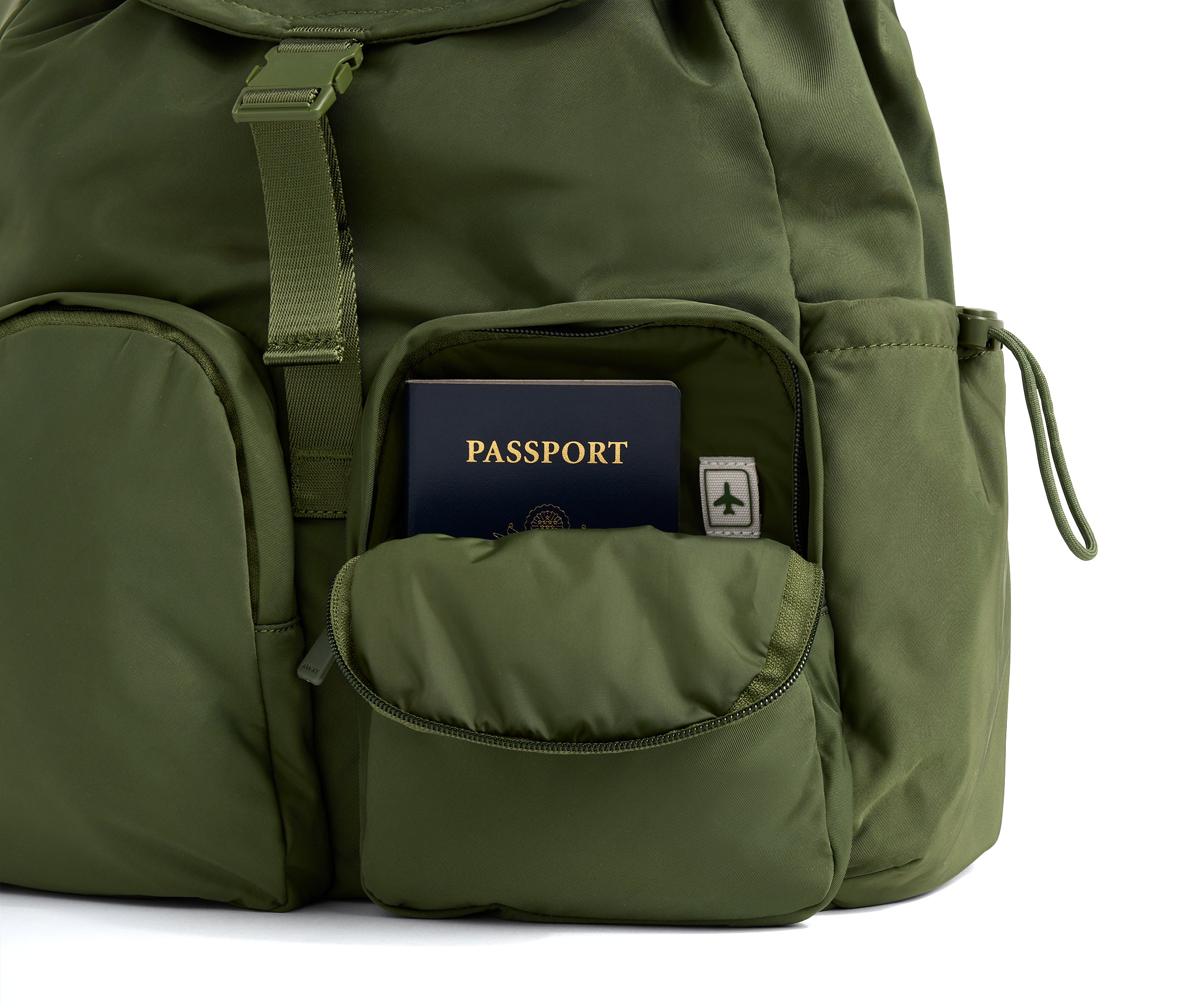 Featherlight Cargo Backpack in Olive Green - Image 6