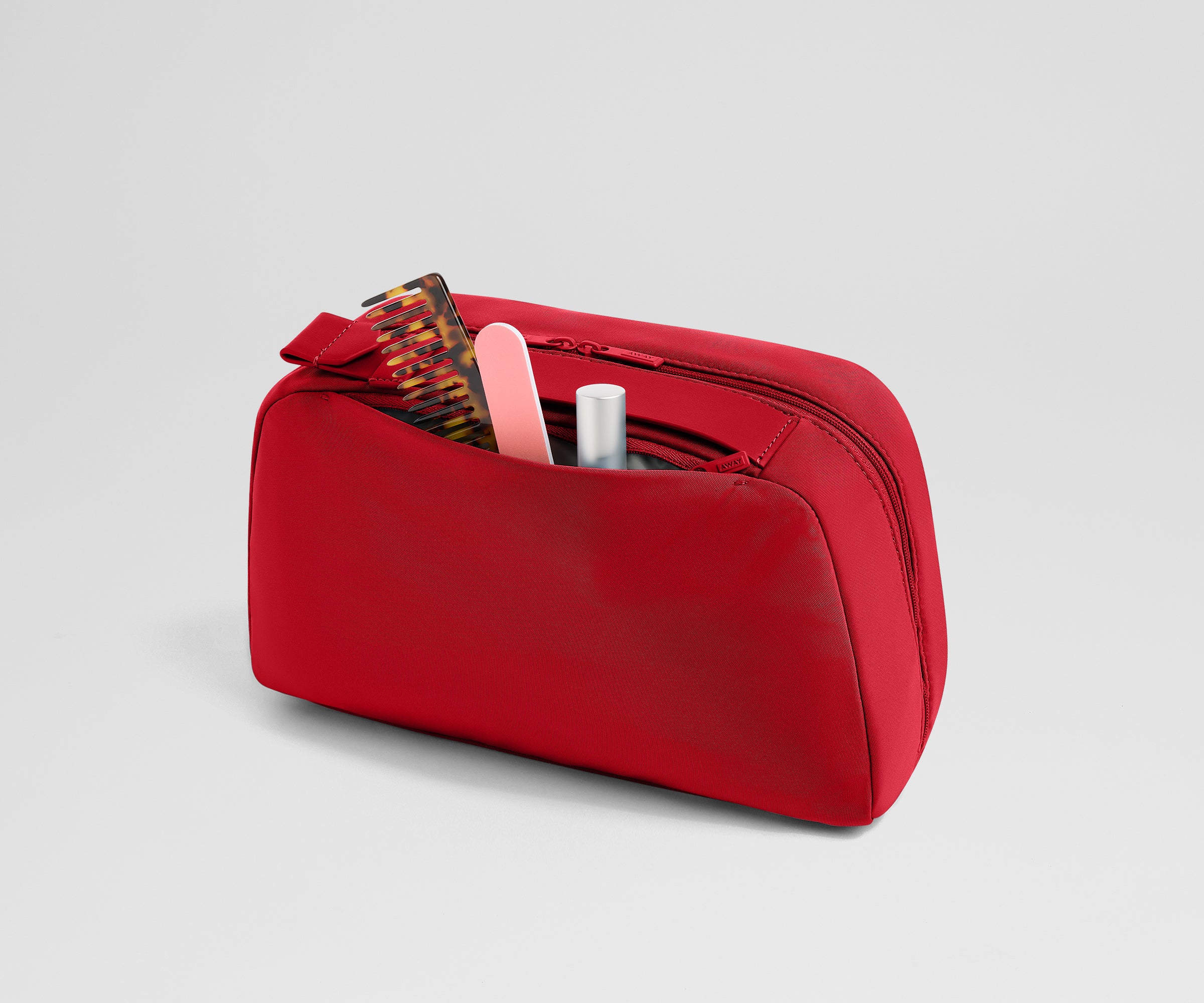 Large Toiletry Bag in Cherry Red - Image 5