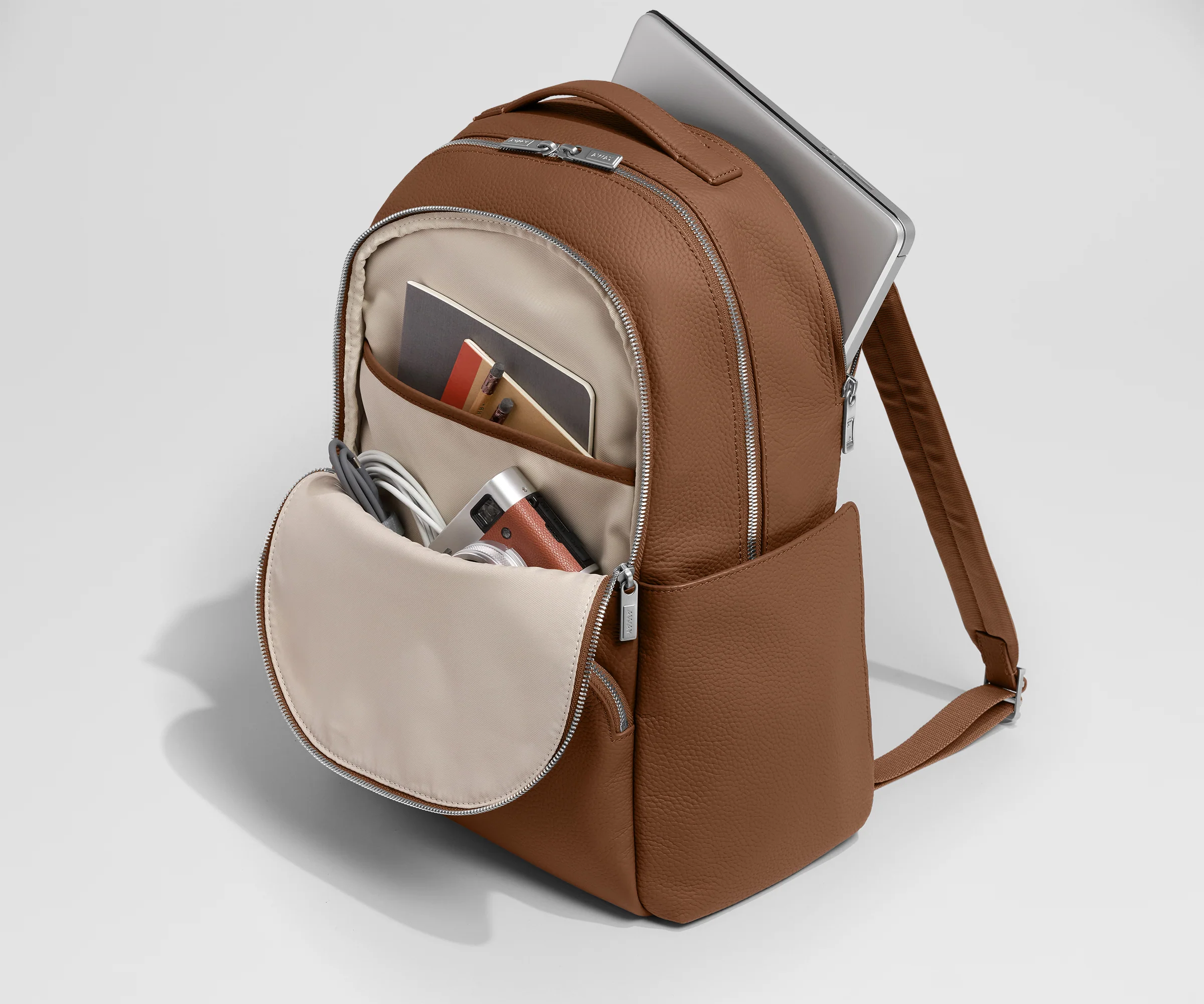 Leather Backpack in Saddle Brown - Image 3