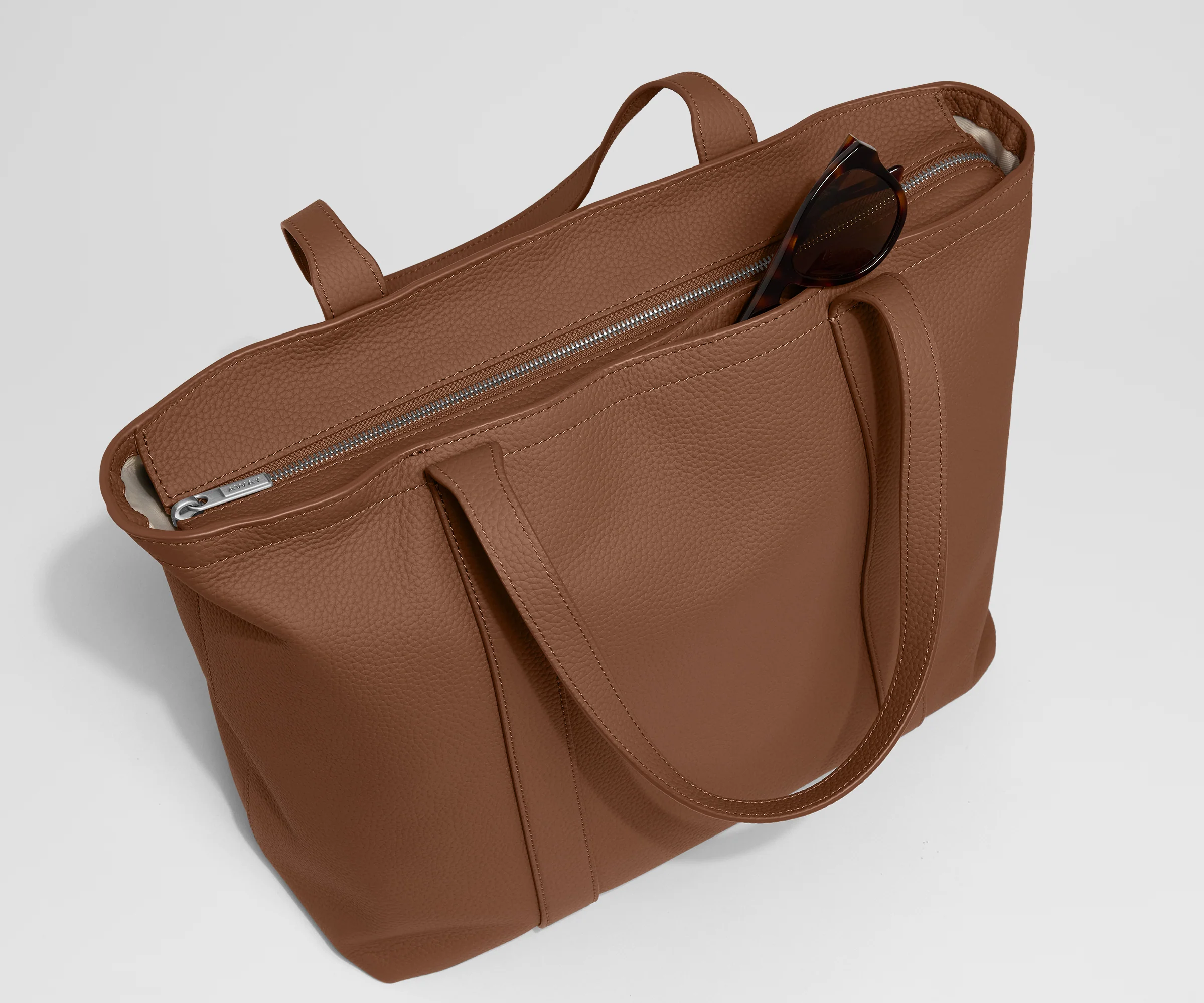 Leather Tote in Saddle Brown - Image 4